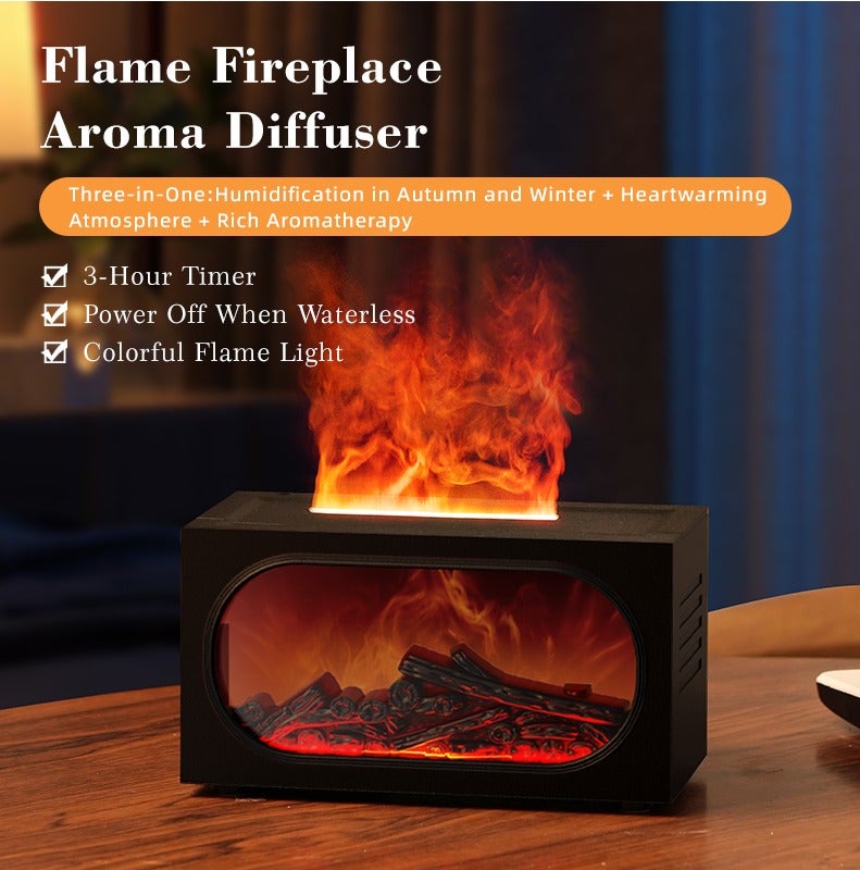 Field air humidifier，Essential Oil Diffuser Aromatherapy Diffuserwith Dynamic Flame Effects 140ml ，air humidifier，Waterless Auto Off for Office Bedroom Home ,45ml/h - Image 2